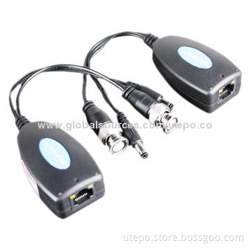 Single channel power & video UTP balun to 100m, RJ45 port, super surge protection